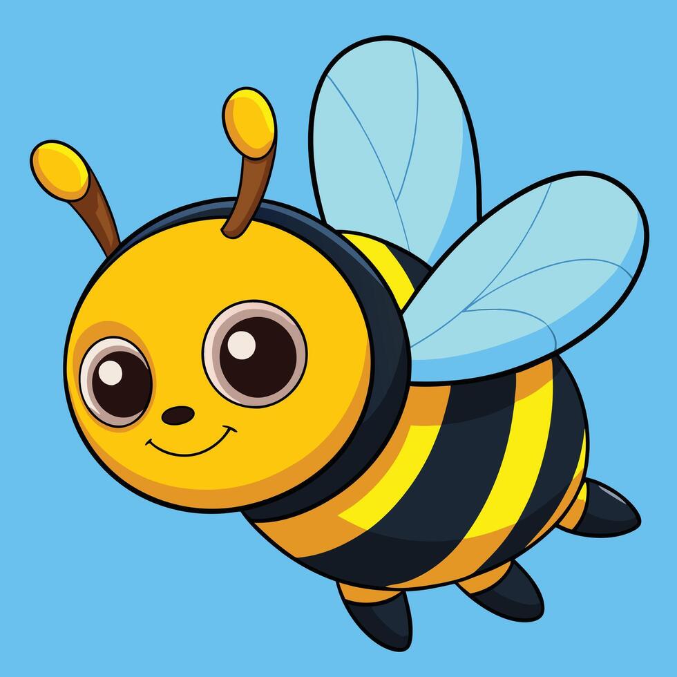 A cartoon bee with big eyes and a big nose vector