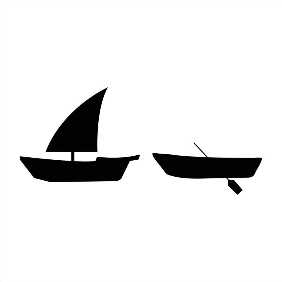 boat silhouette icon set vector