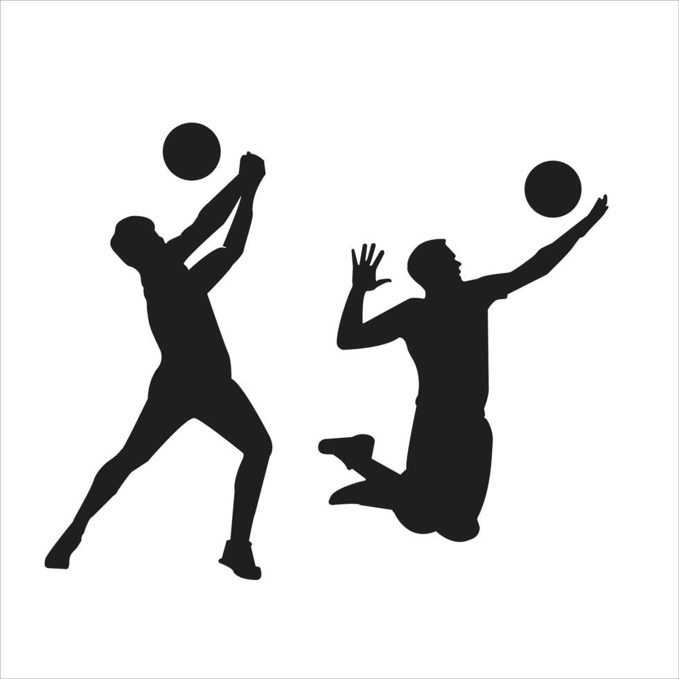 volleyball player silhouette set vector