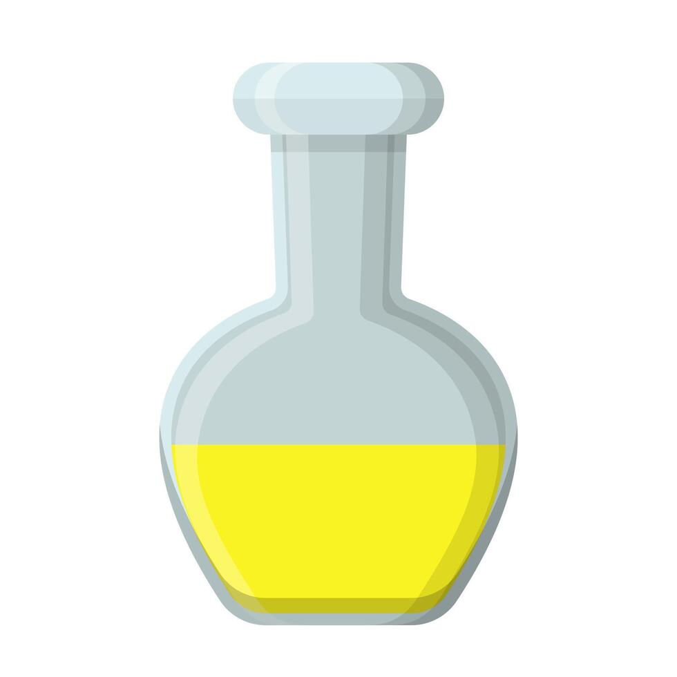 Round Laboratory Flask with Yellow Liquid for Chemistry and Experiments vector