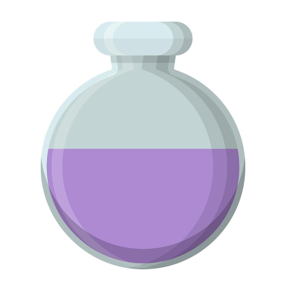 Round Flask with Purple Liquid for Laboratory and Chemistry Applications vector