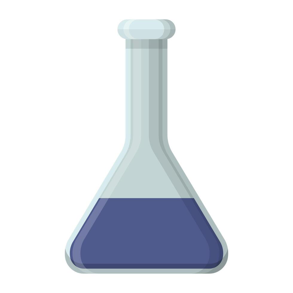 Laboratory Flask with Blue Liquid for Chemistry Experiments vector