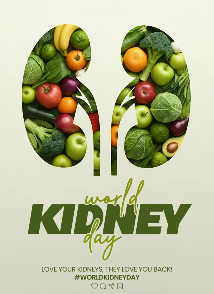 World Kidney Day with Support Kidney Health with a Balanced Diet Kidney day poster psd