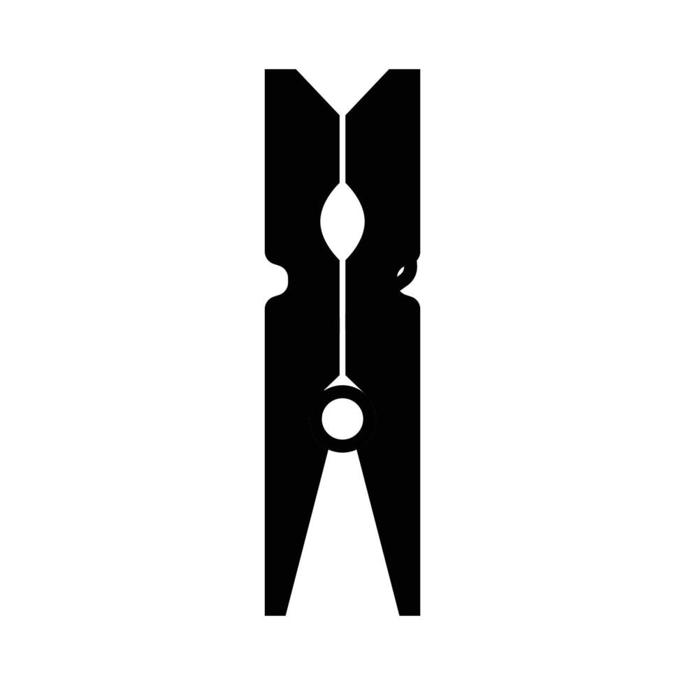 Clothespin Silhouette. Black and White Icon Design Elements on Isolated White Background vector