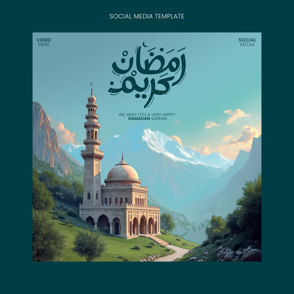 Artistic Ramadan Kareem Banner, Free Editable Islamic Festival Social Media psd