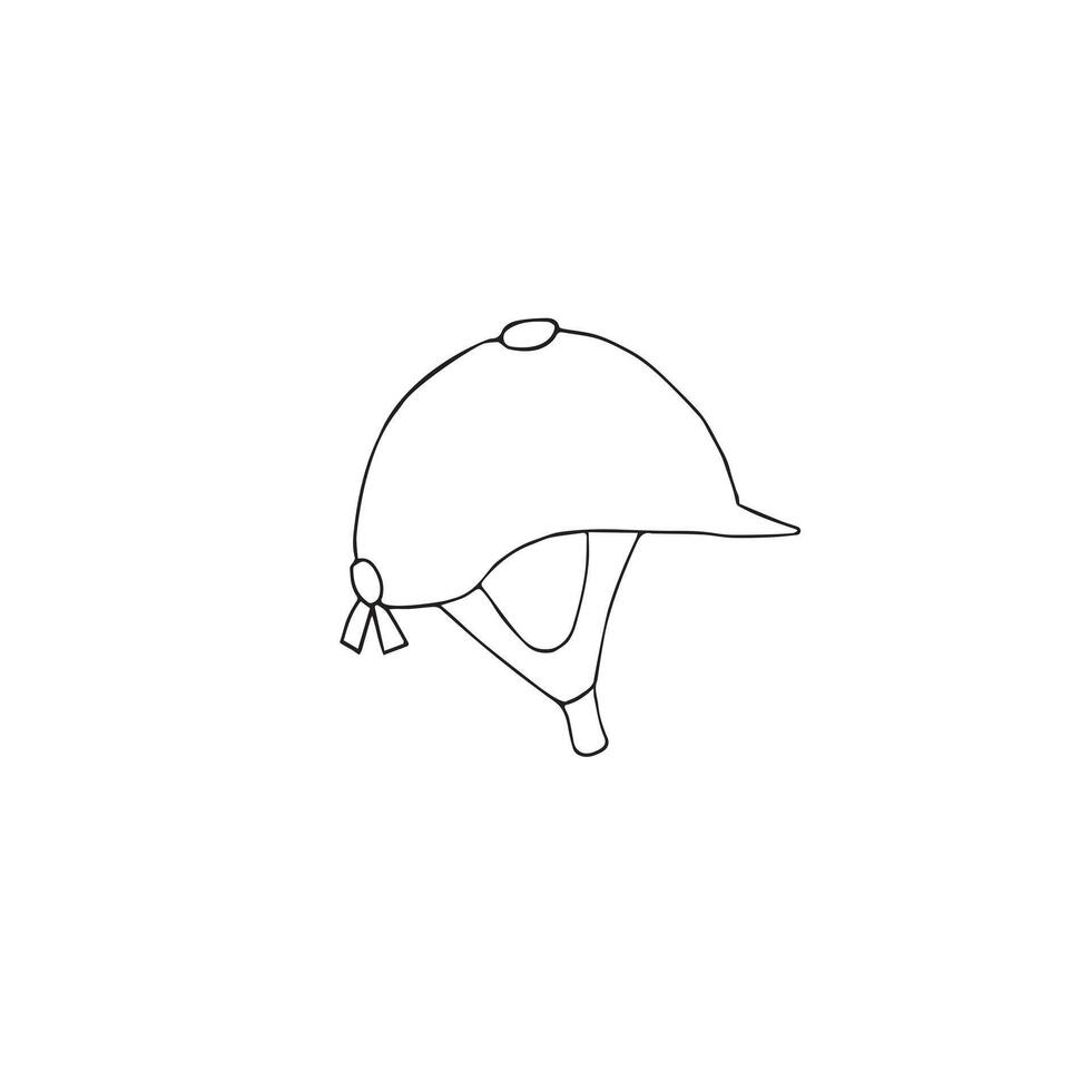 Hand drawn doodle sketch horse riding equestrian helmet isolated on white background vector