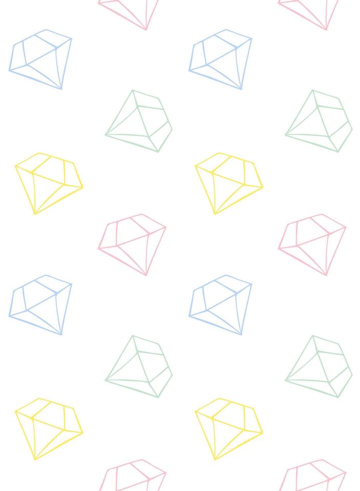 Pattern of hand drawn doodle sketch diamond isolated on white background vector