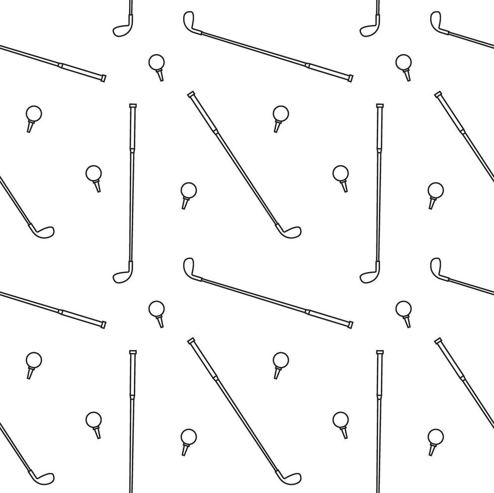 Seamless pattern of flat golf ball and stick vector
