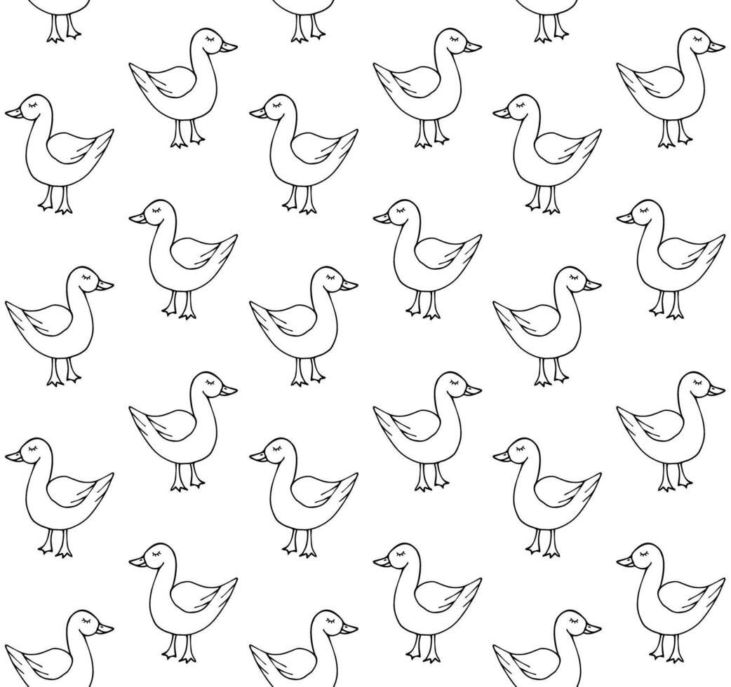 Seamless pattern of hand drawn doodle sketch duck isolated on white background vector