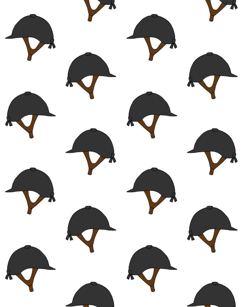 Seamless pattern of hand drawn doodle sketch horse riding equestrian helmets vector