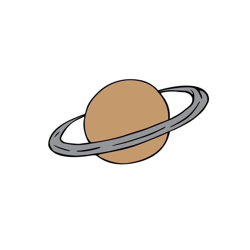 Hand drawn Saturn planet isolated on white background vector