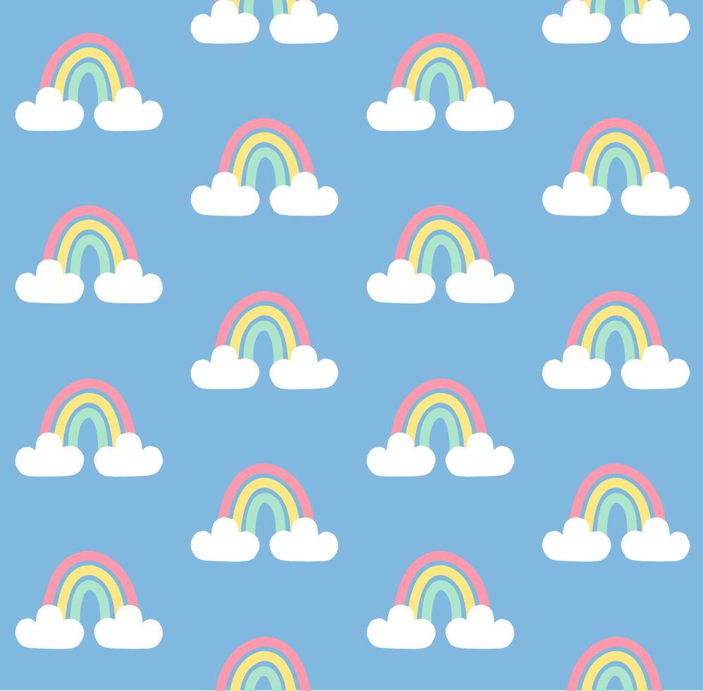 Seamless pattern of hand drawn rainbows vector