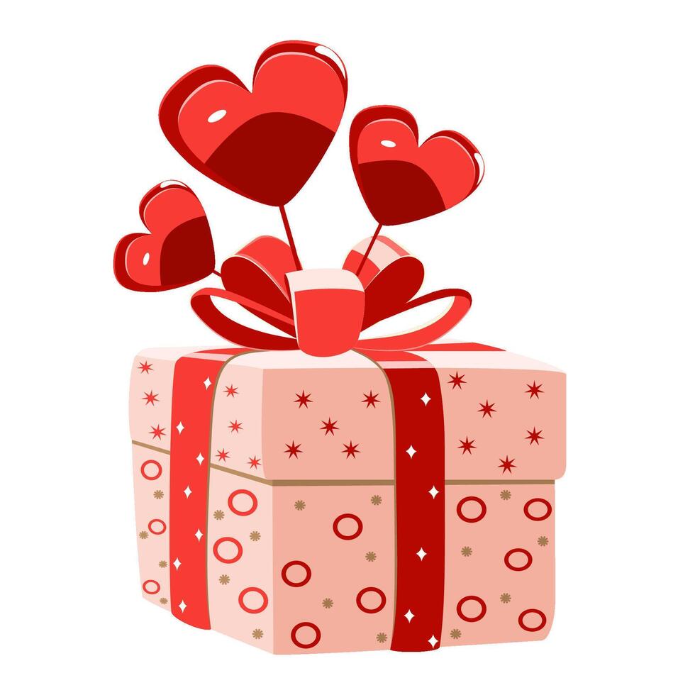 Gift box for valentine holiday with balloons vector