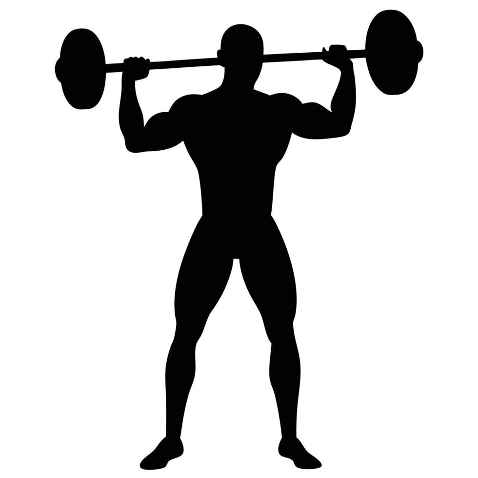 A silhouette of a man lifting a barbell vector