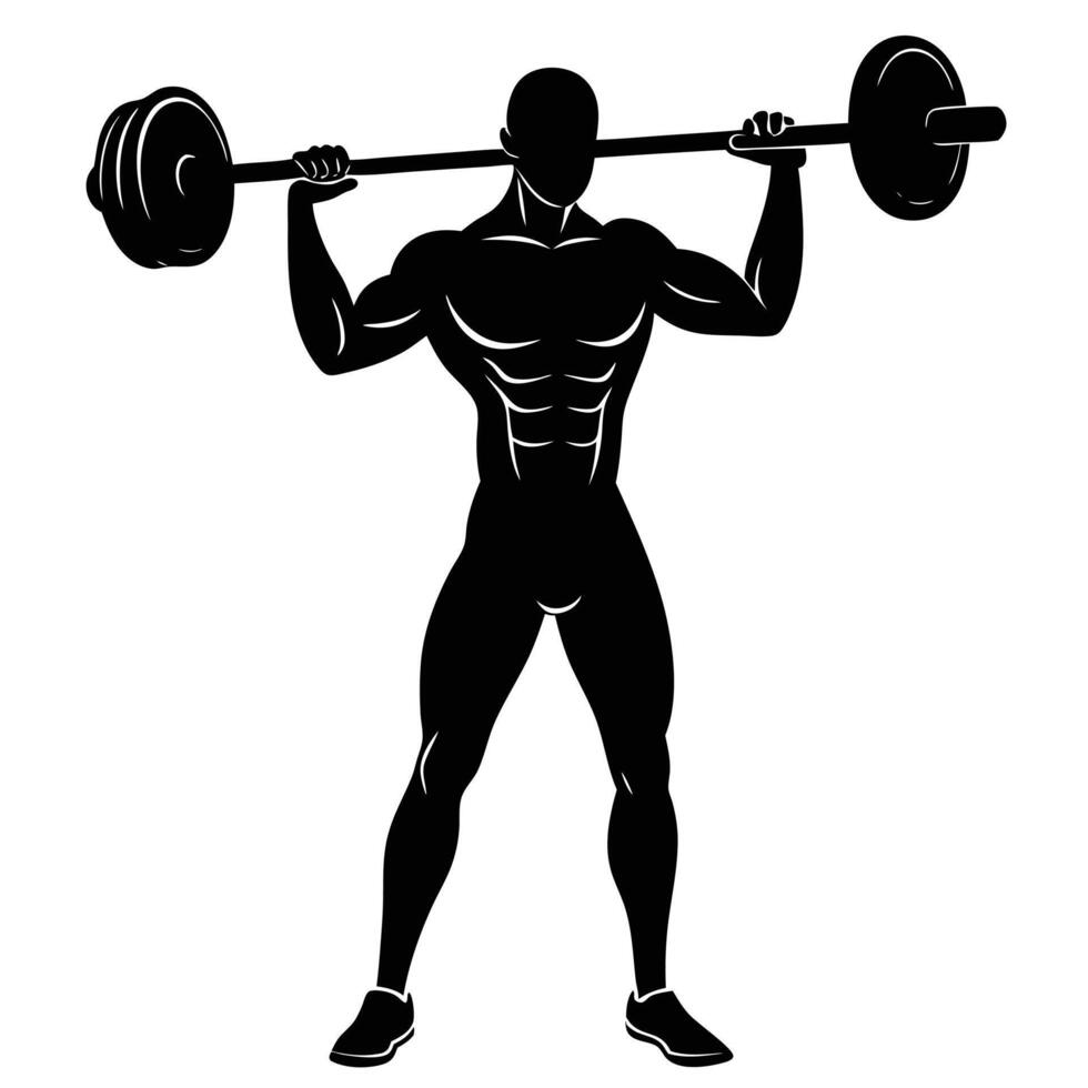 A silhouette of a man lifting a barbell vector