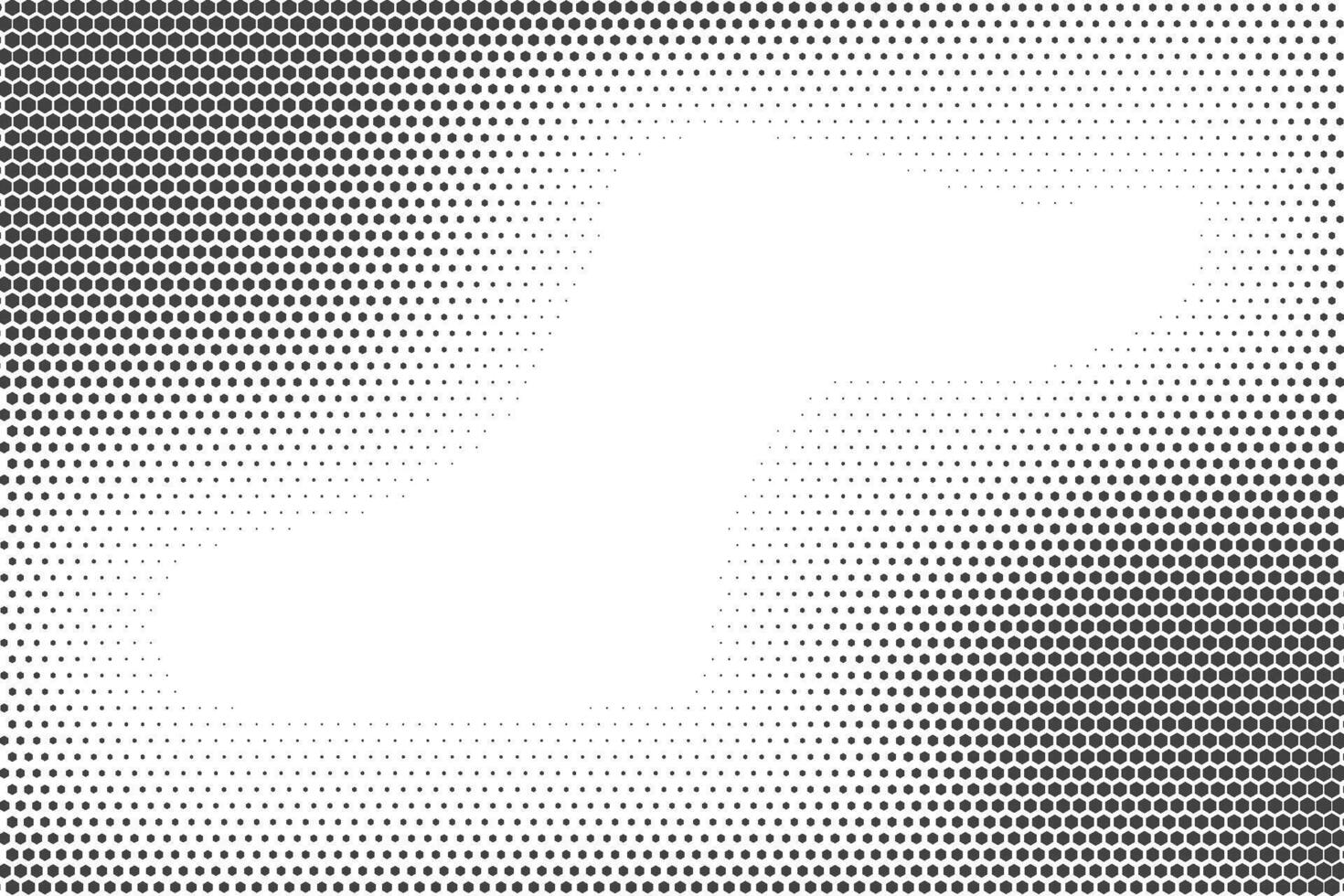 Hexagonal halftone pattern. Honeycomb fade shadow on white background. Abstract textured geometric gradient. Hex dynamic shapes. Simple grid dynamic gradation of cells vector