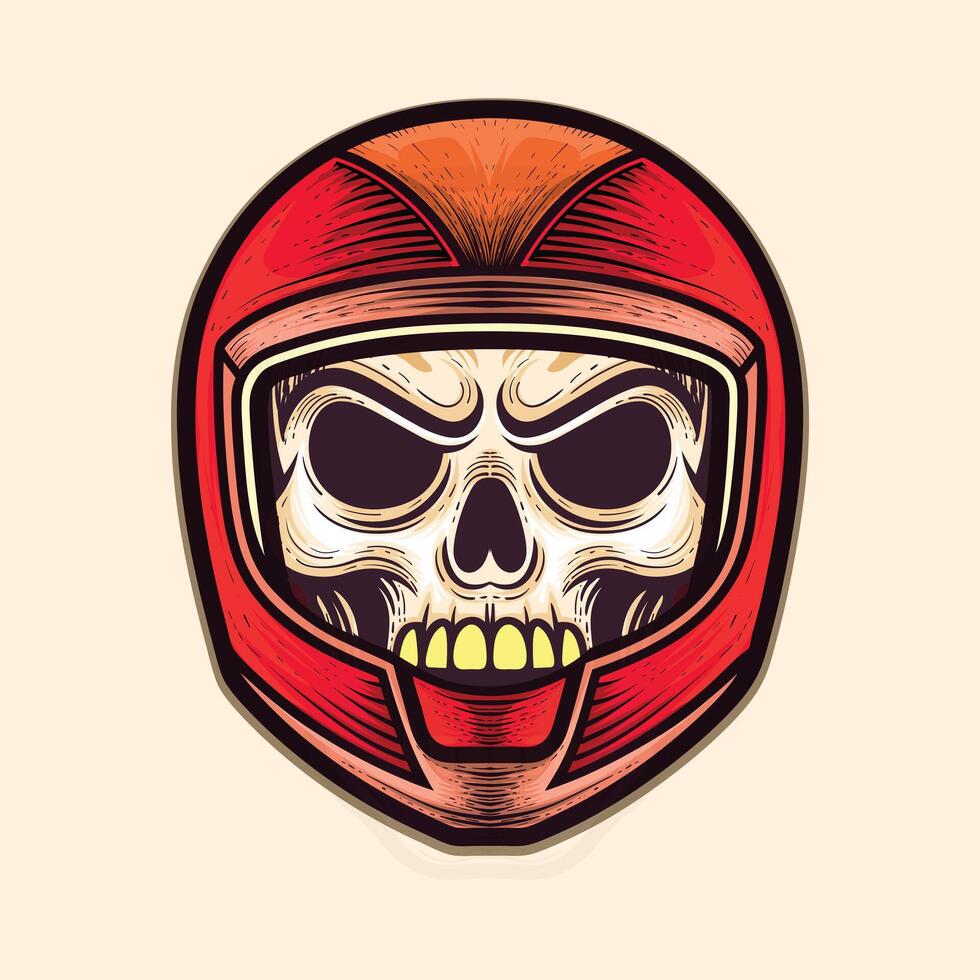 Vintage motorcyle halmet with skull front view vector