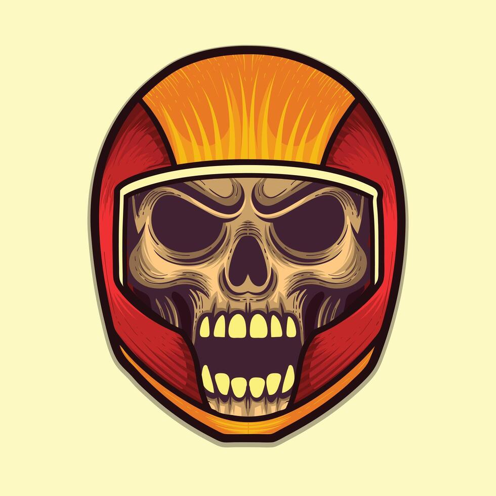 Motorcycle halmet and skull open mouth vector