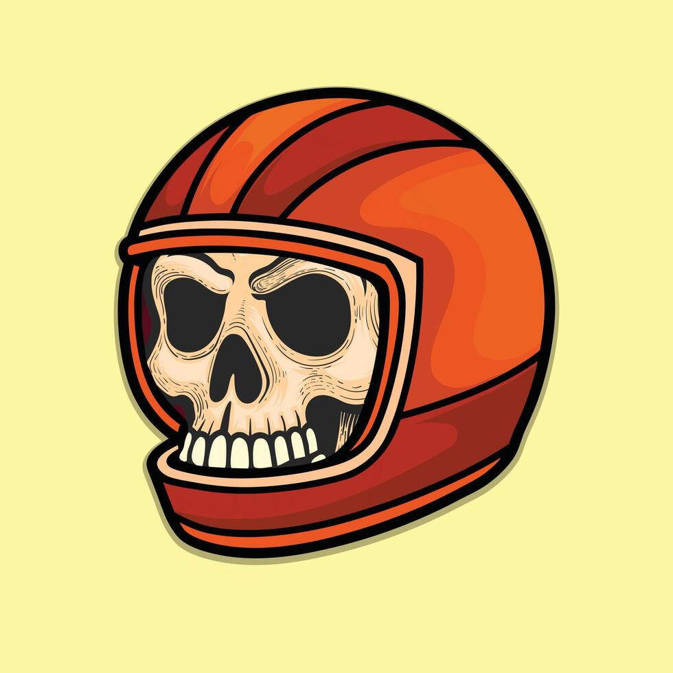 Skull with motorcycle halmet vintage design vector