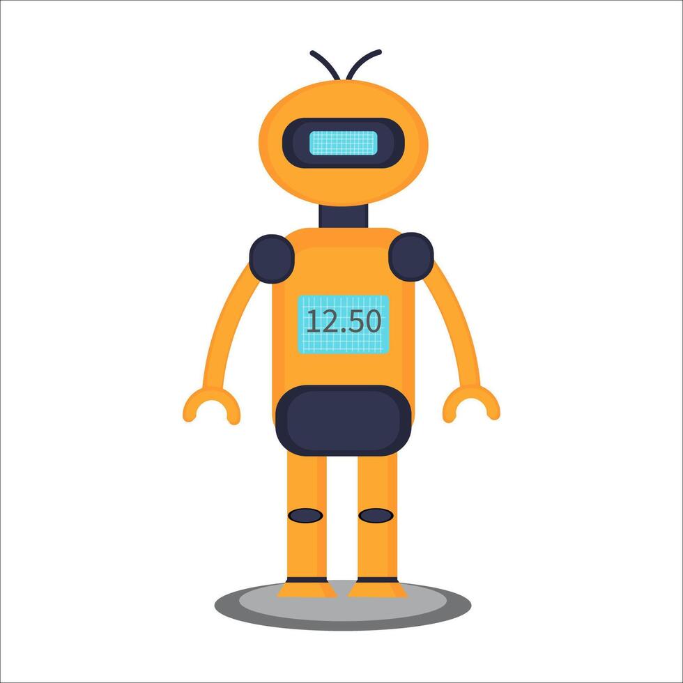 Orange smart robot with a time dial on its torso vector