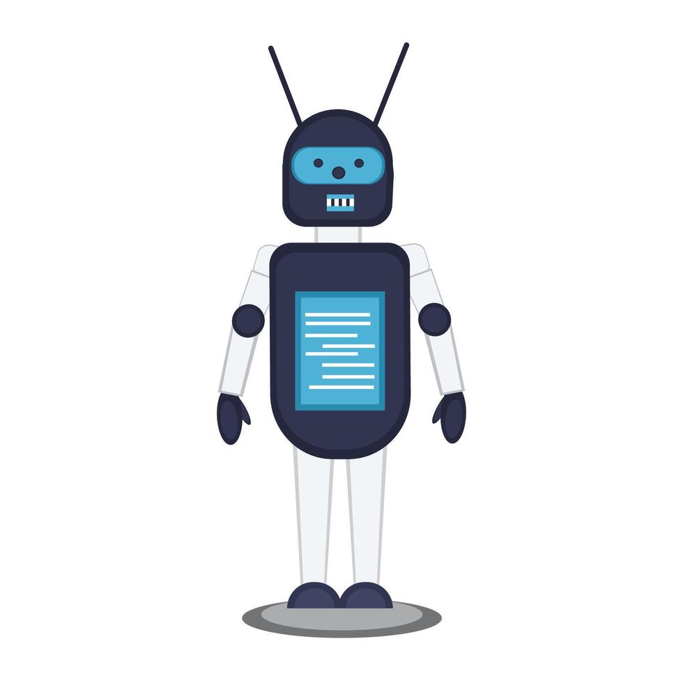 Smart military robot with a screen on its body vector