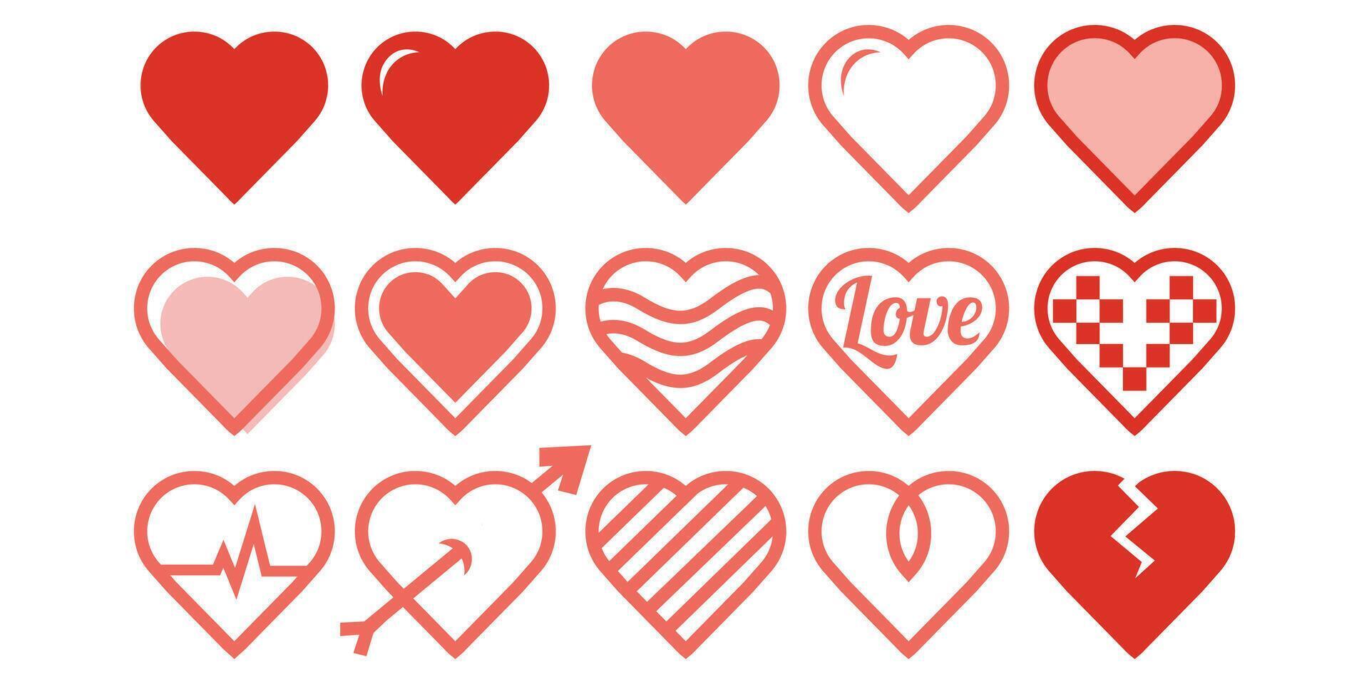 Large set of Heart Icons Collection vector