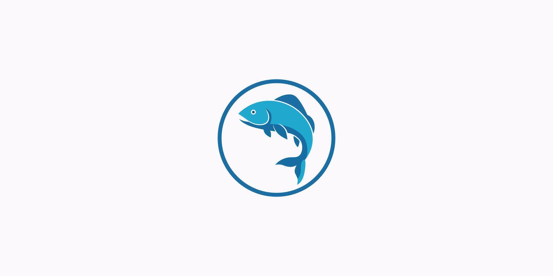 Blue Fish Circle Emblem vector