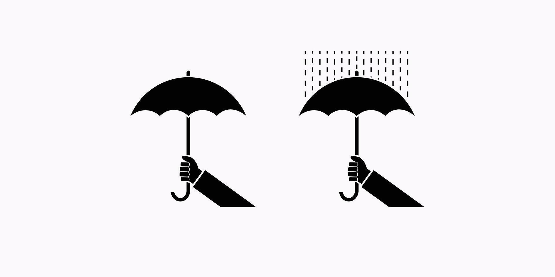 Umbrella Minimal Silhouettes Style icon vector