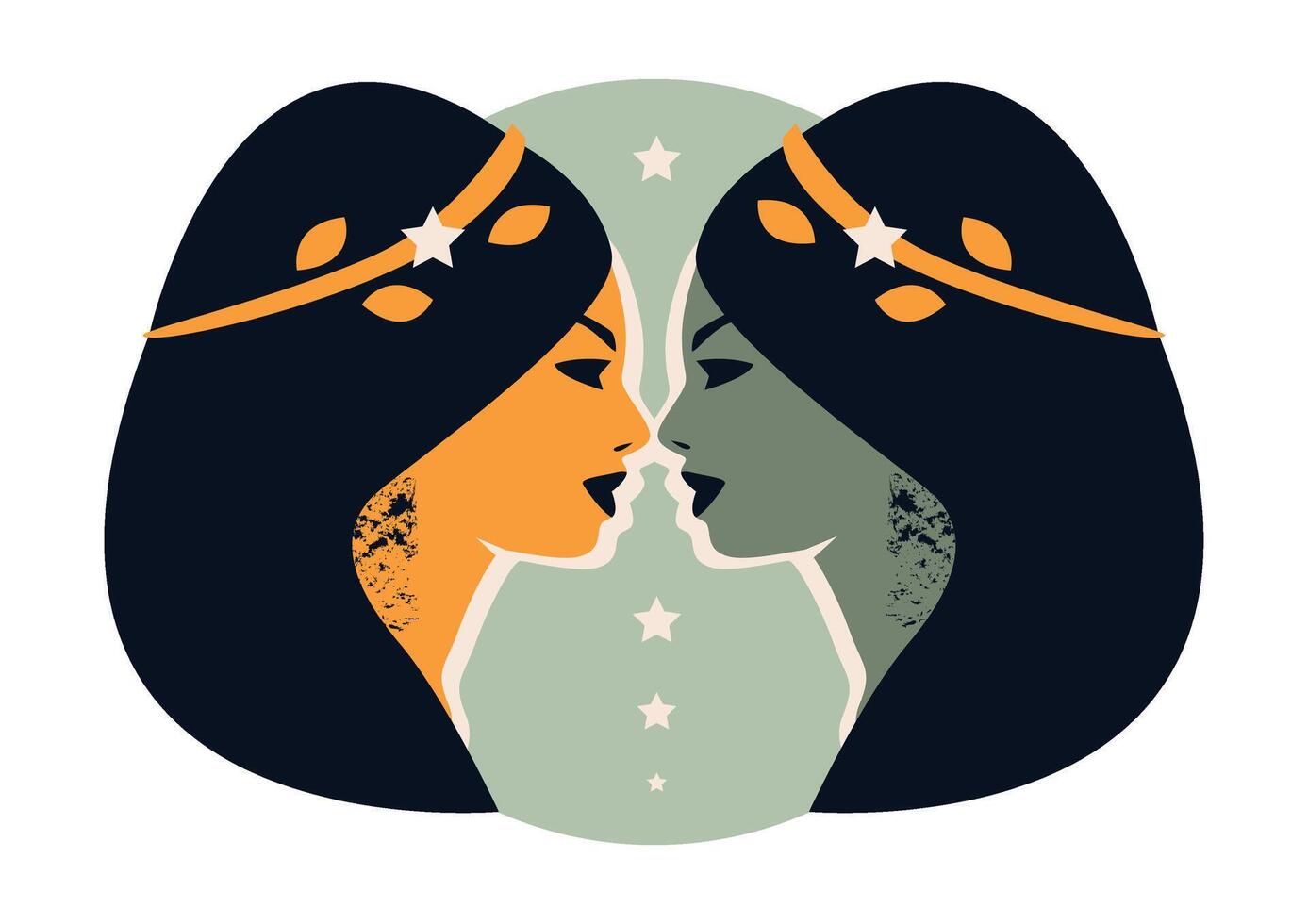 Gemini horoscope icon. Celestial twins. Flat astrology illustration. vector