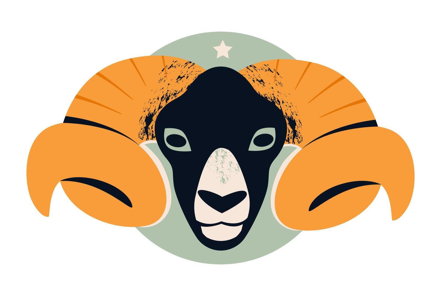 Aries zodiac sign, featuring a ram and celestial elements. Modern flat illustration astrology and horoscope. vector