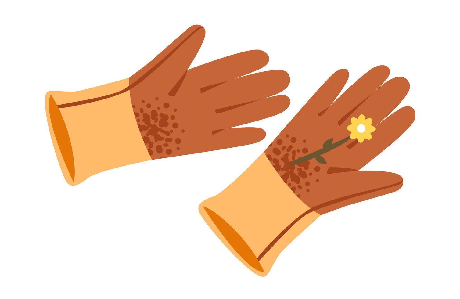 Spring gardening. Gloves with flower. Eco-friendly, farming, and seasonal flat illustration. vector