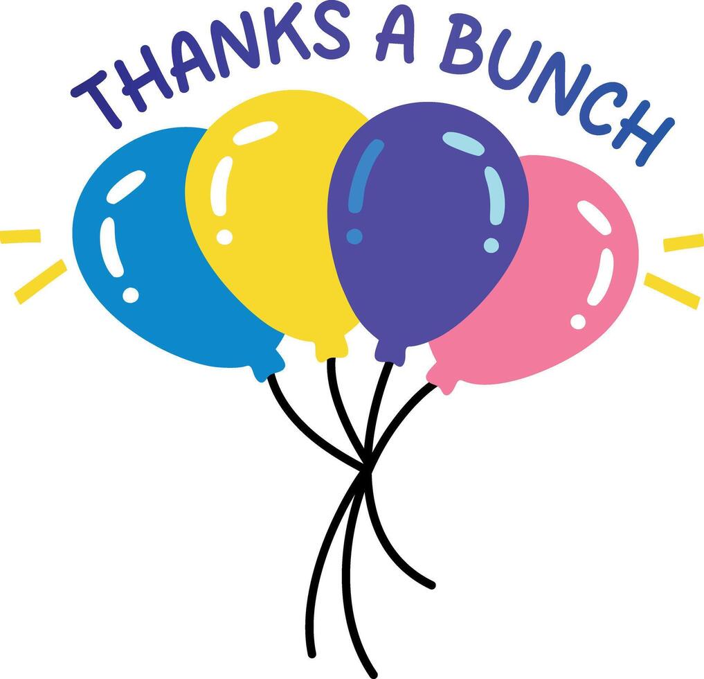 A flat sticker of bunch of thanks balloons vector