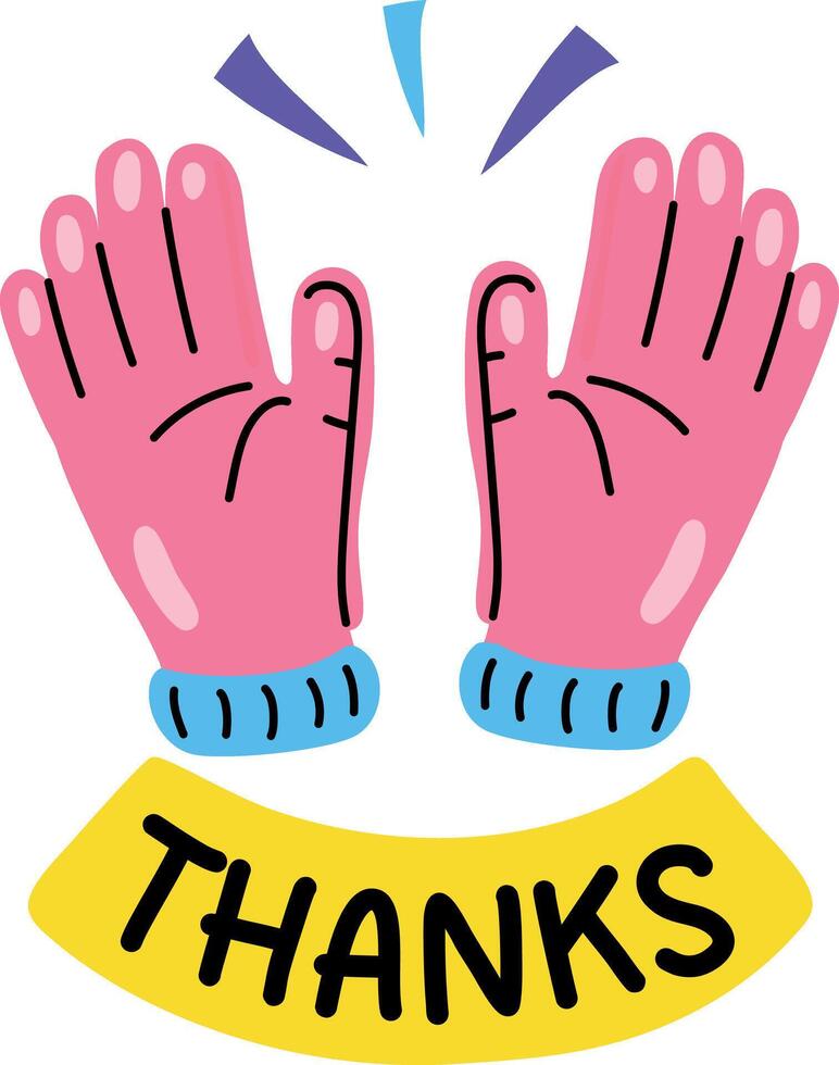 Thanks gesture with typography sticker in flat style vector