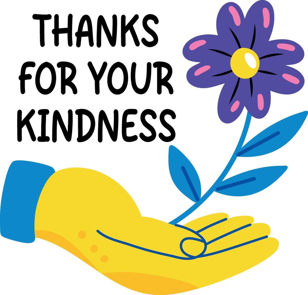 Thanks for the kindness typography sticker in flat style vector