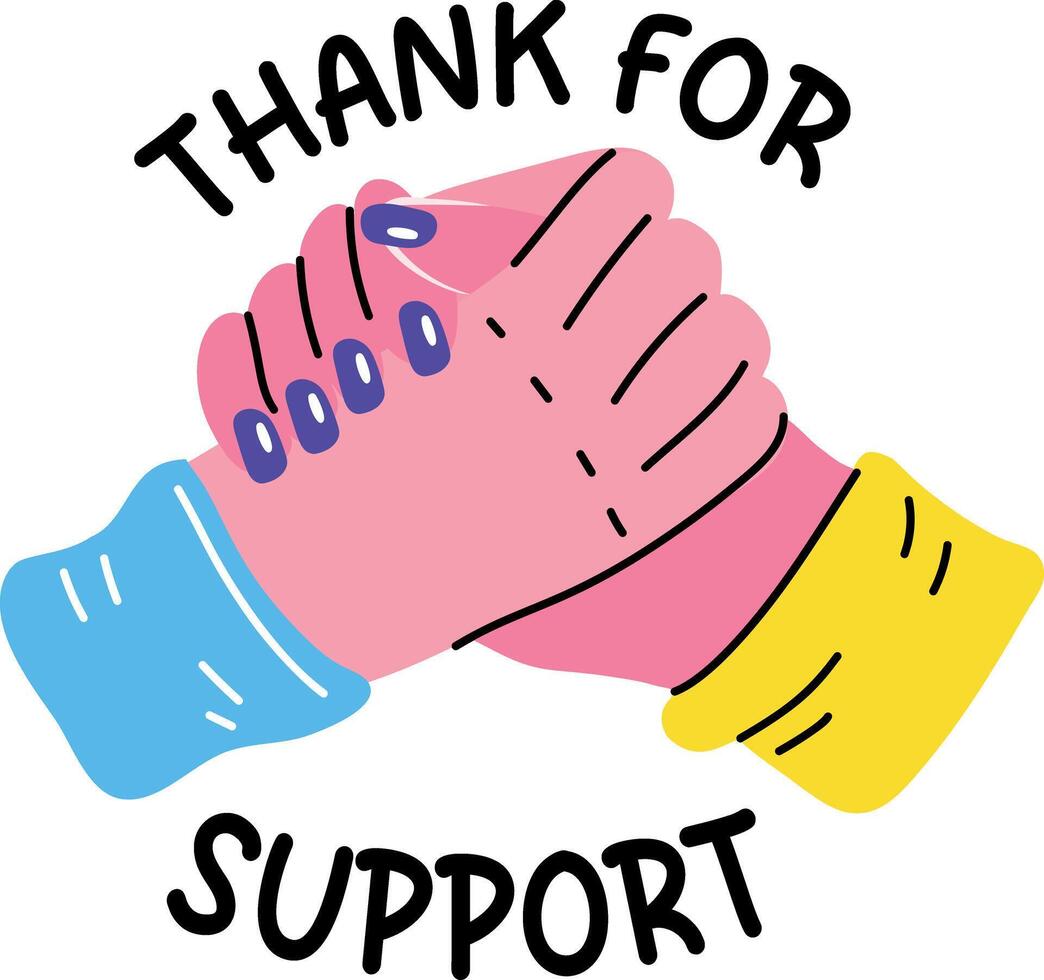 Thank for support typography sticker in flat style vector