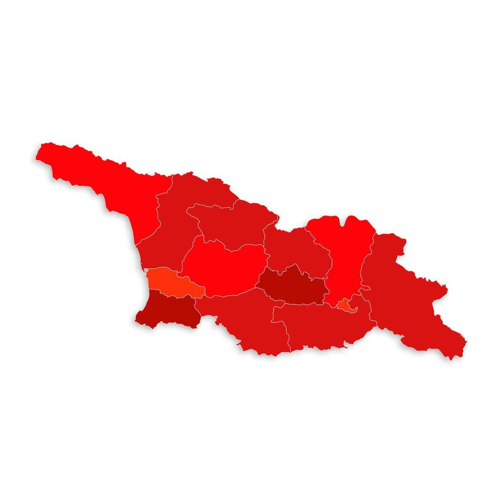 Georgia map with border highlighted regions, states, isolated on white background. Template map of Georgia. Detailed illustration. vector