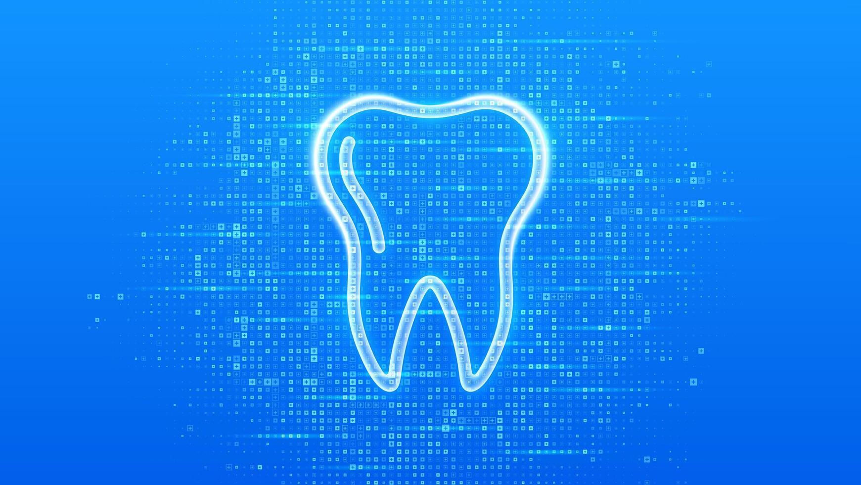 Tooth icon. Dental care, taking care of teeth. Dental servises. Dentistry, Orthodontic concept. Dental insurance. Blue medical background made with cross shape symbol. vector