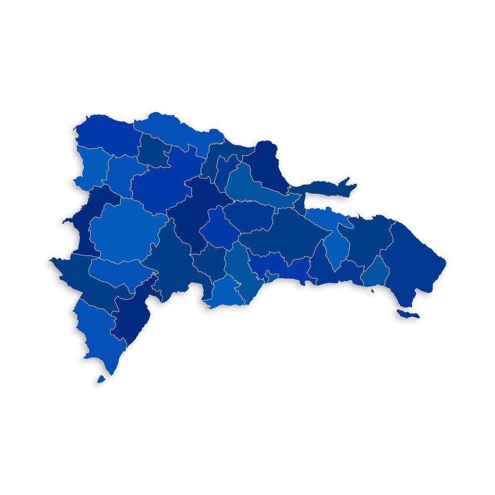 Dominican Republic map with border highlighted regions, states, isolated on white background. Template map of Dominican Republic. Detailed illustration. vector