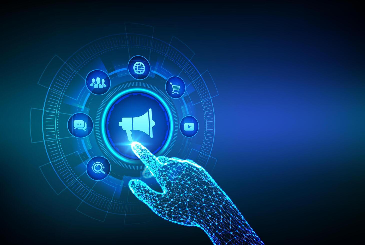 Feedback. Customer satisfaction concept on virtual screen. Quality Opinion. Rating service online. Review testimonials. Robotic hand touching digital interface. vector