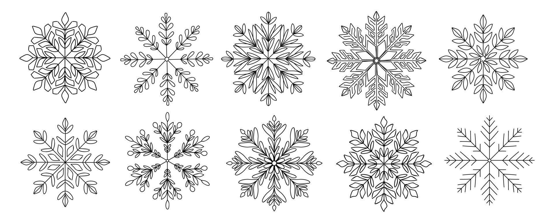Set of Snowflake different shapes illustration vector