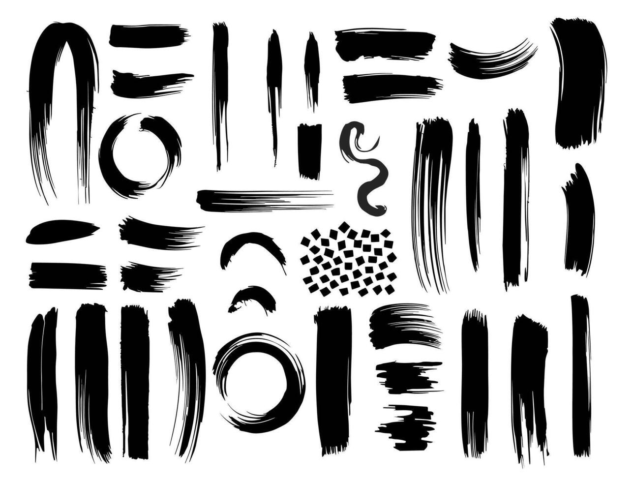 A set of black brush strokes on a white background vector