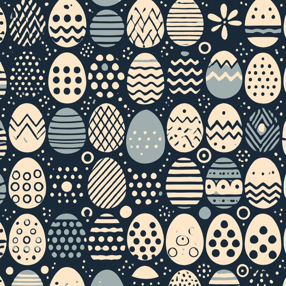 Seamless Easter Eggs Pattern. Happy Easter. Illustration For Your Design. Easter Background With Flowers And Eggs. Greeting Card. vector