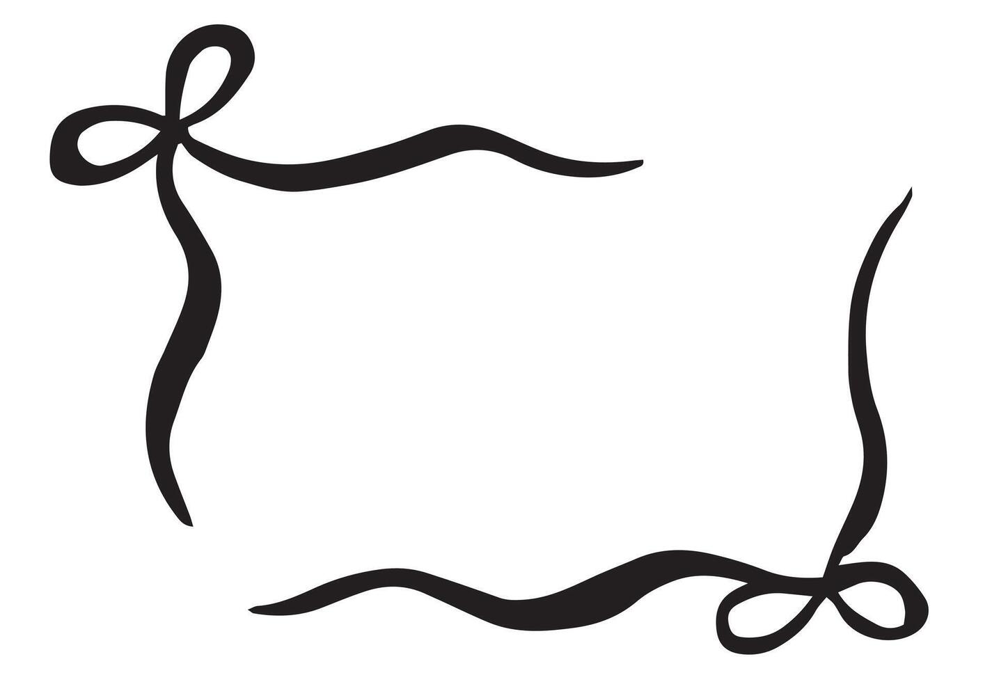 illustration, ribbon frame bow. black and white drawing in doodle style vector