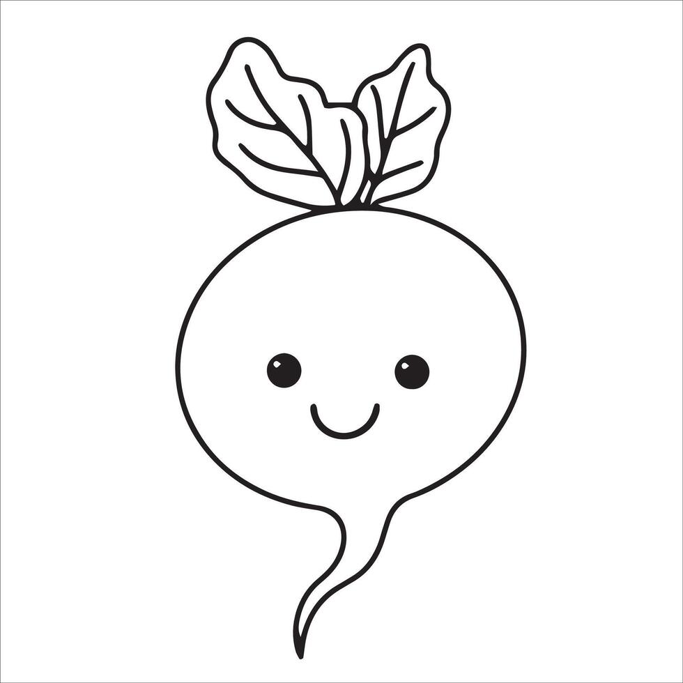 cute vegetable beetroot kawaii. illustration in doodle style vector