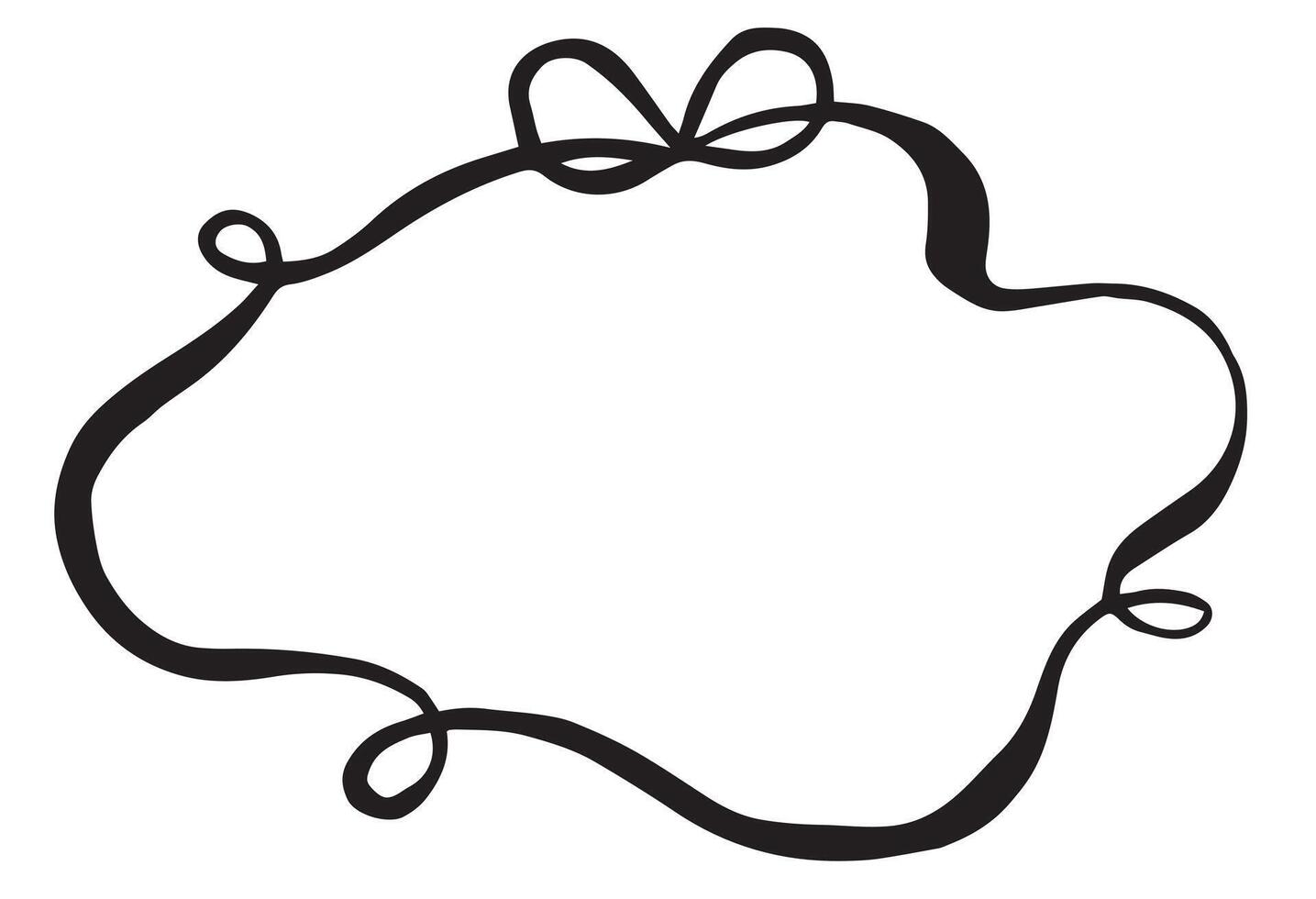 illustration, ribbon frame with bow drawing in doodle style vector