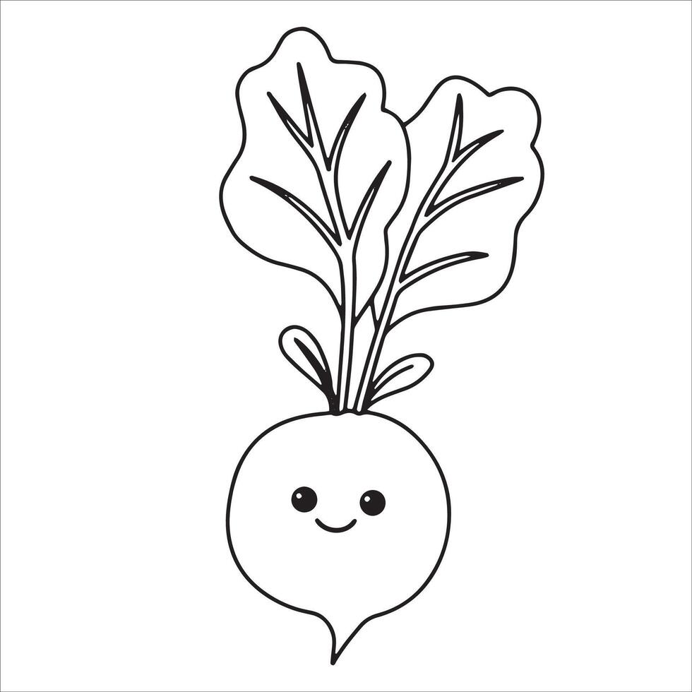 cute vegetable radish kawaii. illustration in doodle style vector