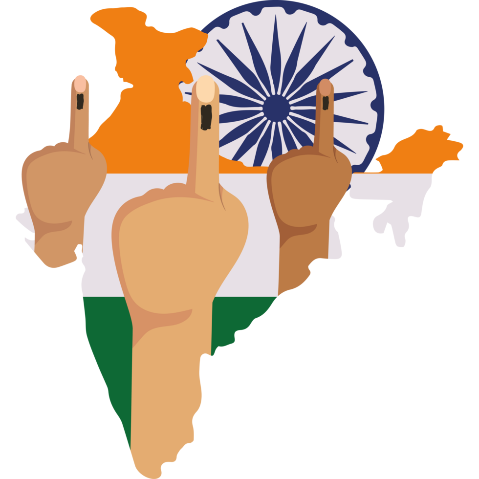 india general election map and hands element icon isolated png