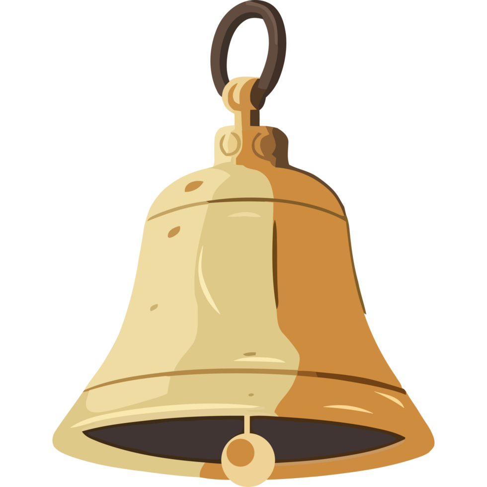Golden cartoon bell element icon isolated png