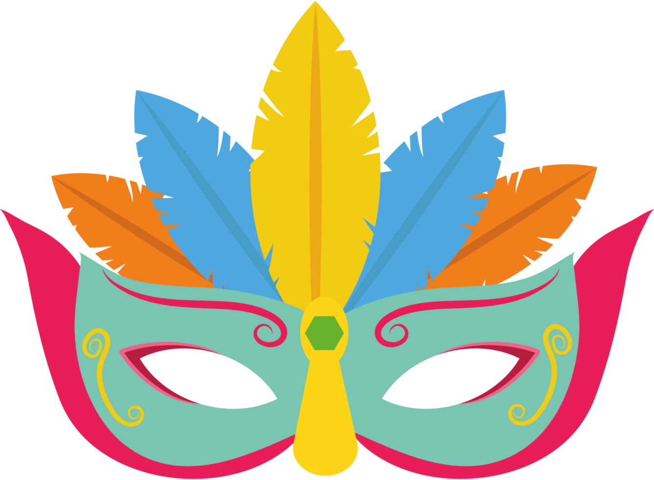 carnival mask with feathers element icon isolated png