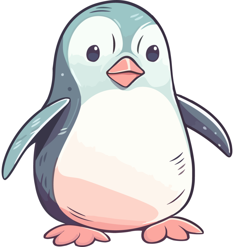 Cheerful penguin standing, smiling happily element icon isolated png